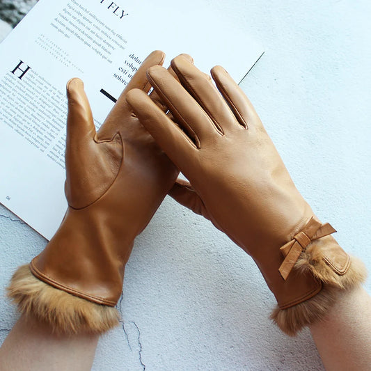 Warme Lederhandschuhe für Frauen