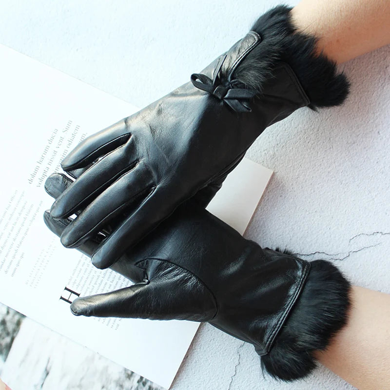 Warme Lederhandschuhe für Frauen