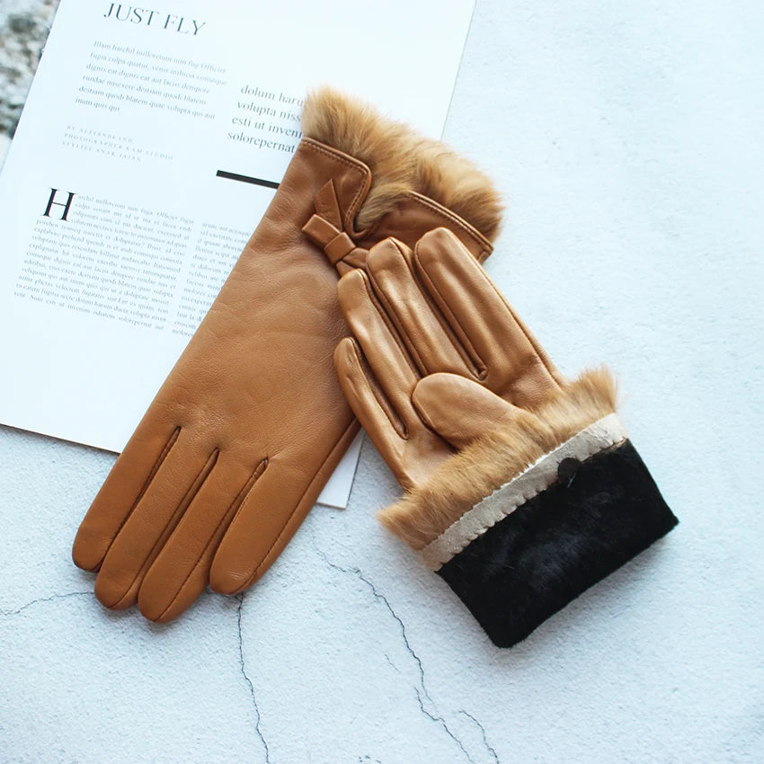 Warme Lederhandschuhe für Frauen