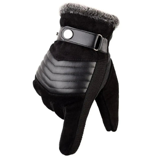 Warme Touchscreen Winterhandschuhe aus Wildleder mit Echtlederakzenten