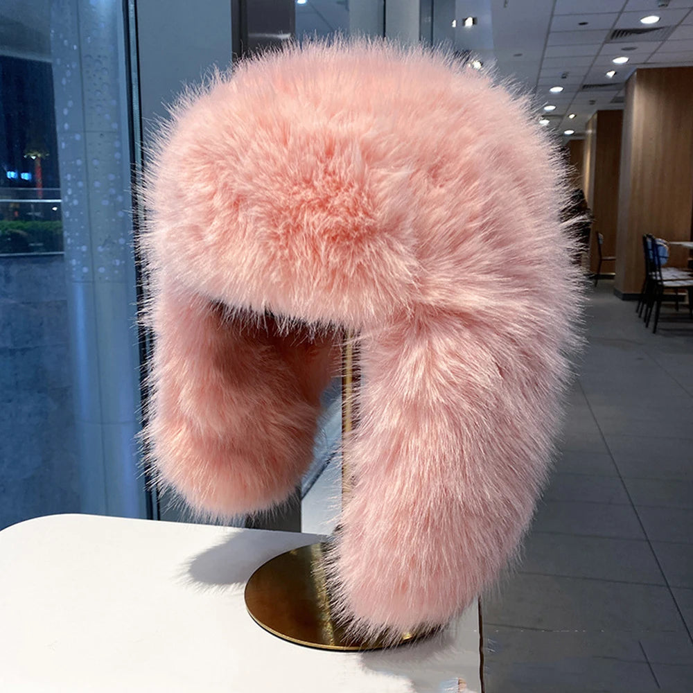 Warm Damenhut aus Kunstfell