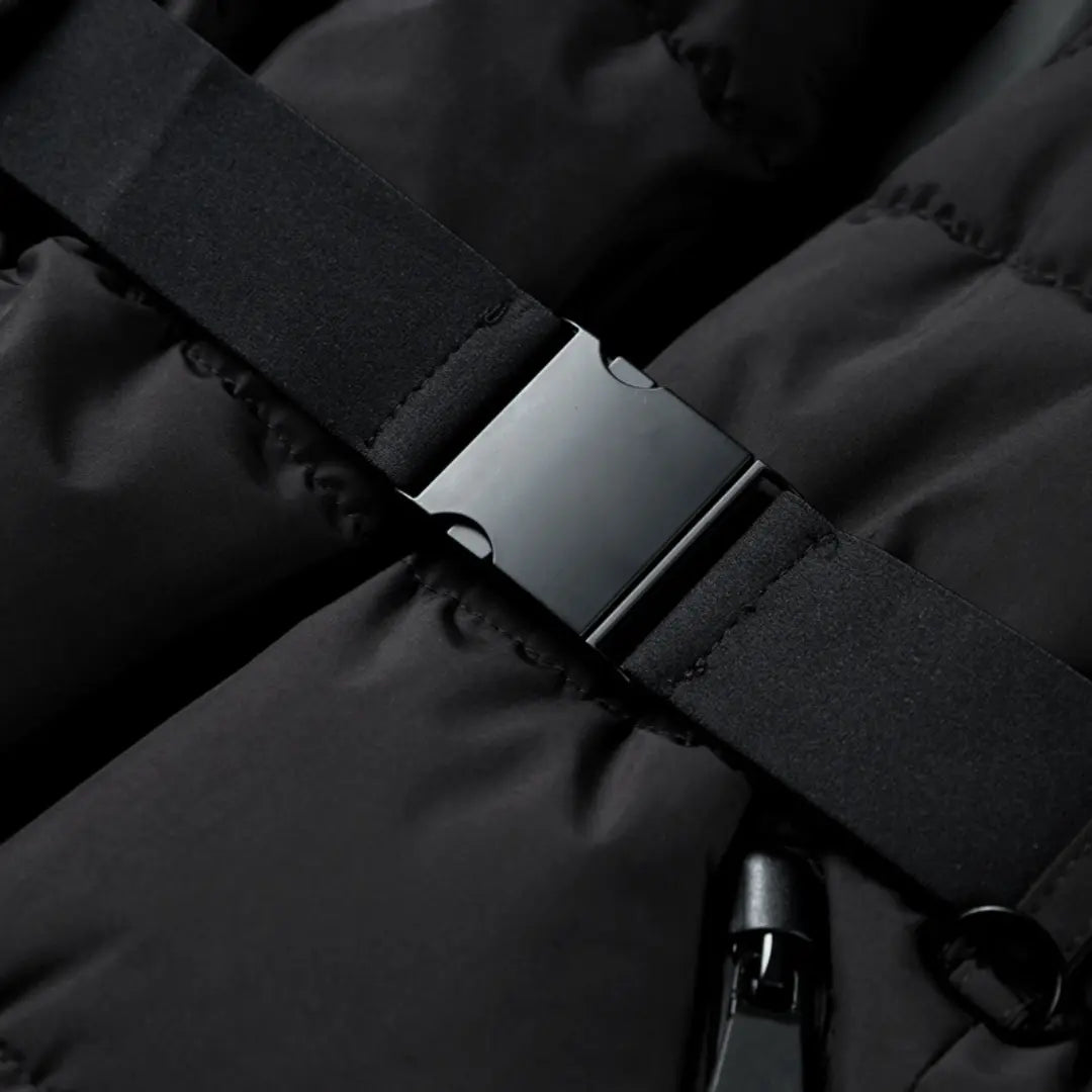 Wasserabweisende Pufferjacke Damen mit Taillengürtel – Schwarz, Winterjacke für kühle Tage 4