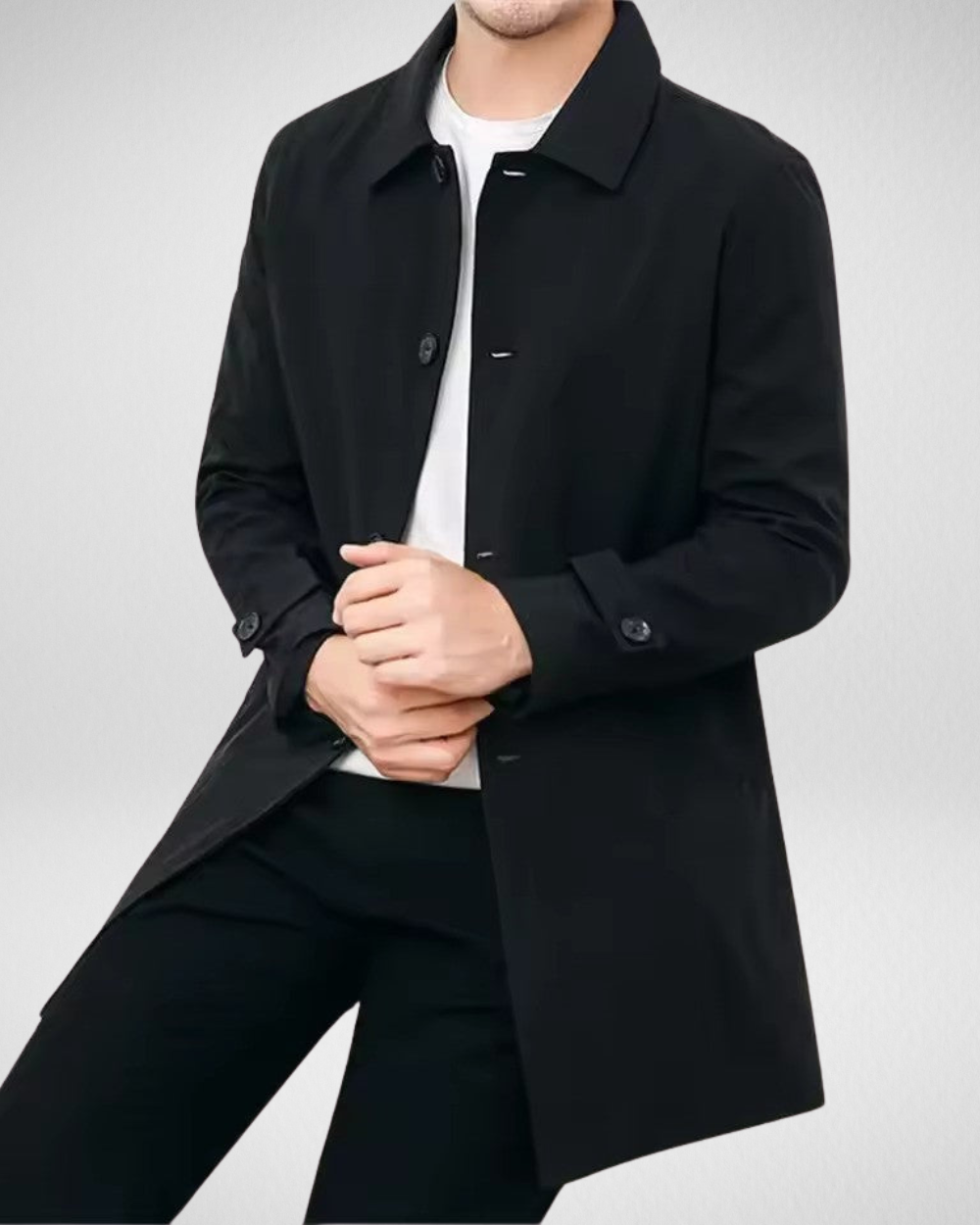 Wasserabweisender Herrenmantel Lang für den Frühling – Elegante Jacke mit Klassischem Design und Bequemer Passform 3