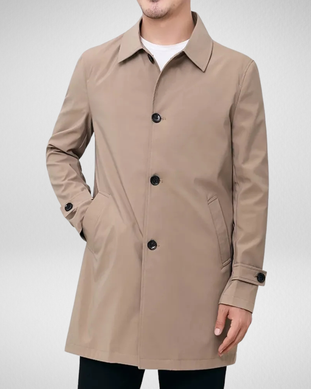 Wasserabweisender Herrenmantel Lang für den Frühling – Elegante Jacke mit Klassischem Design und Bequemer Passform 4