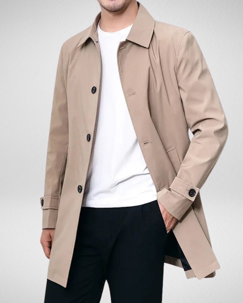 Wasserabweisender Herrenmantel Lang für den Frühling – Elegante Jacke mit Klassischem Design und Bequemer Passform 5