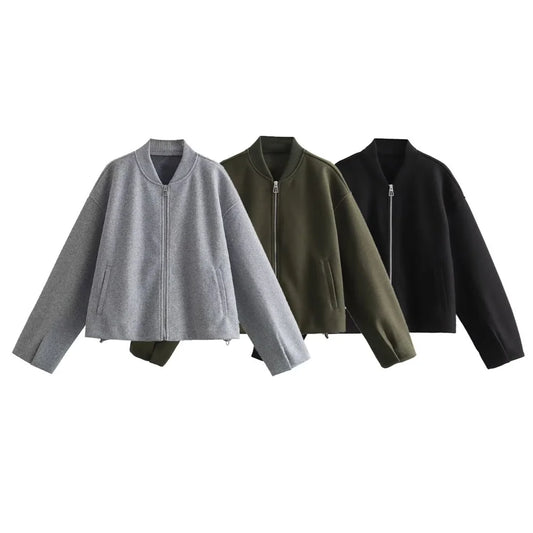 Weiche Damenjacke mit Stehkragen
