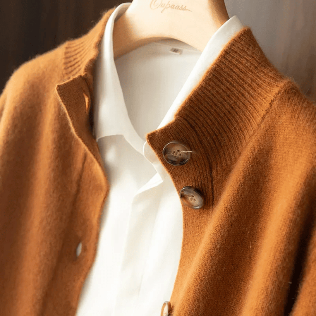 Cardigan Damen mit Stehkragen und Modernen Knöpfen