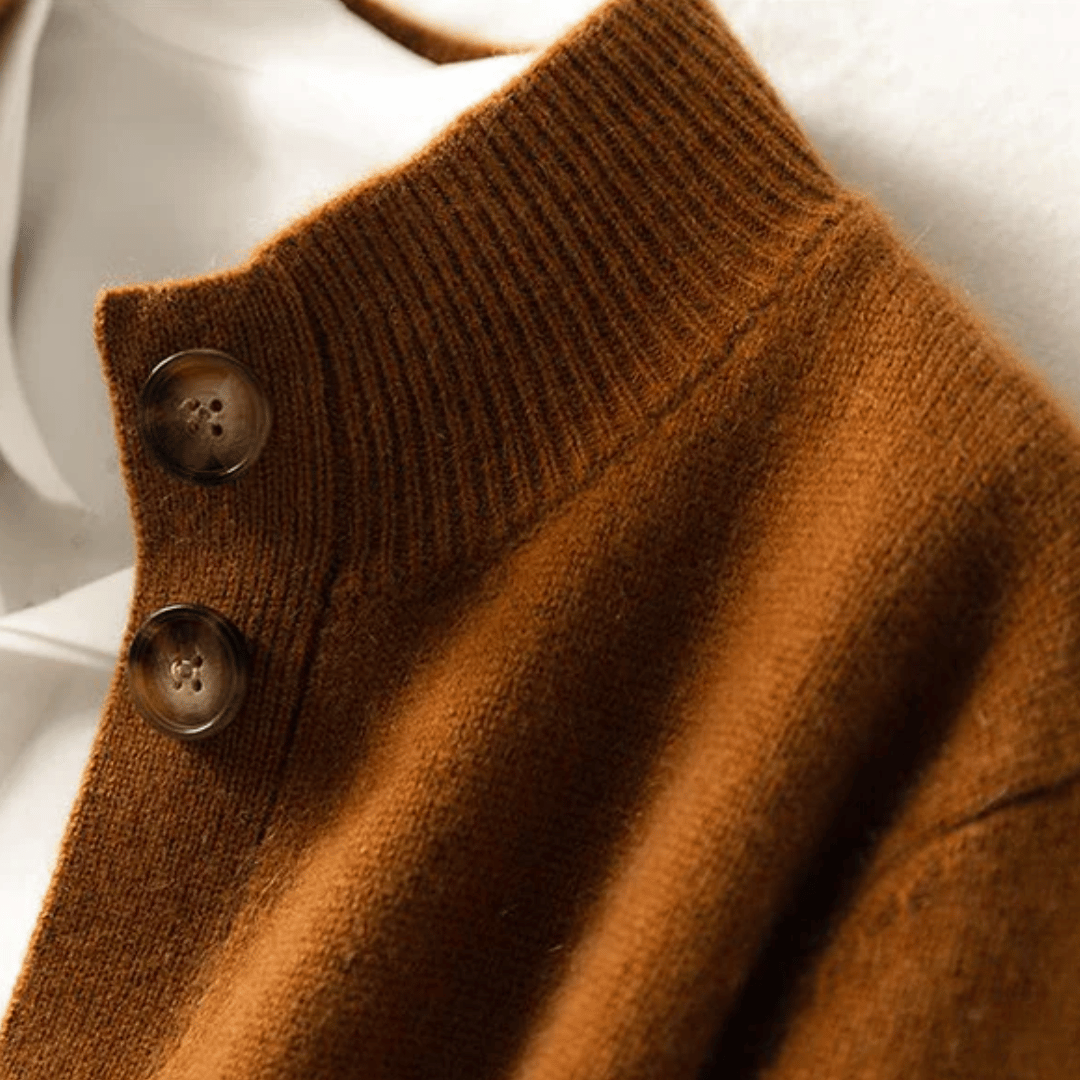 Cardigan Damen mit Stehkragen und Modernen Knöpfen