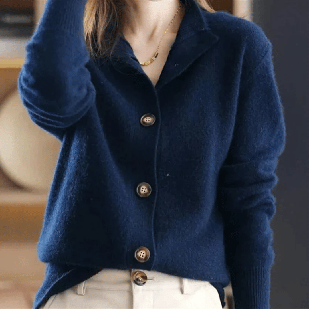 Cardigan Damen mit Stehkragen und Modernen Knöpfen