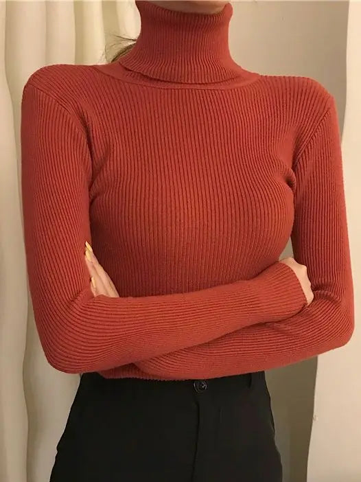 Morbido maglione da donna con collo alto