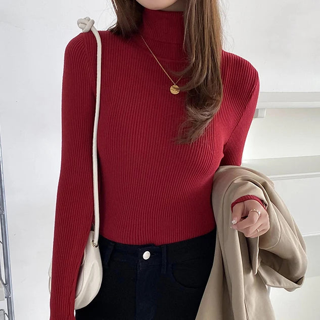 Morbido maglione da donna con collo alto