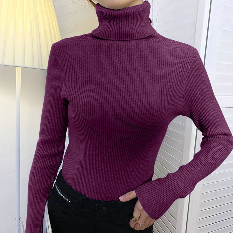 Morbido maglione da donna con collo alto