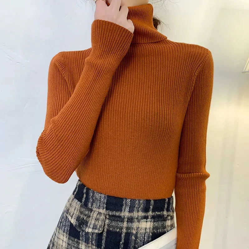 Morbido maglione da donna con collo alto