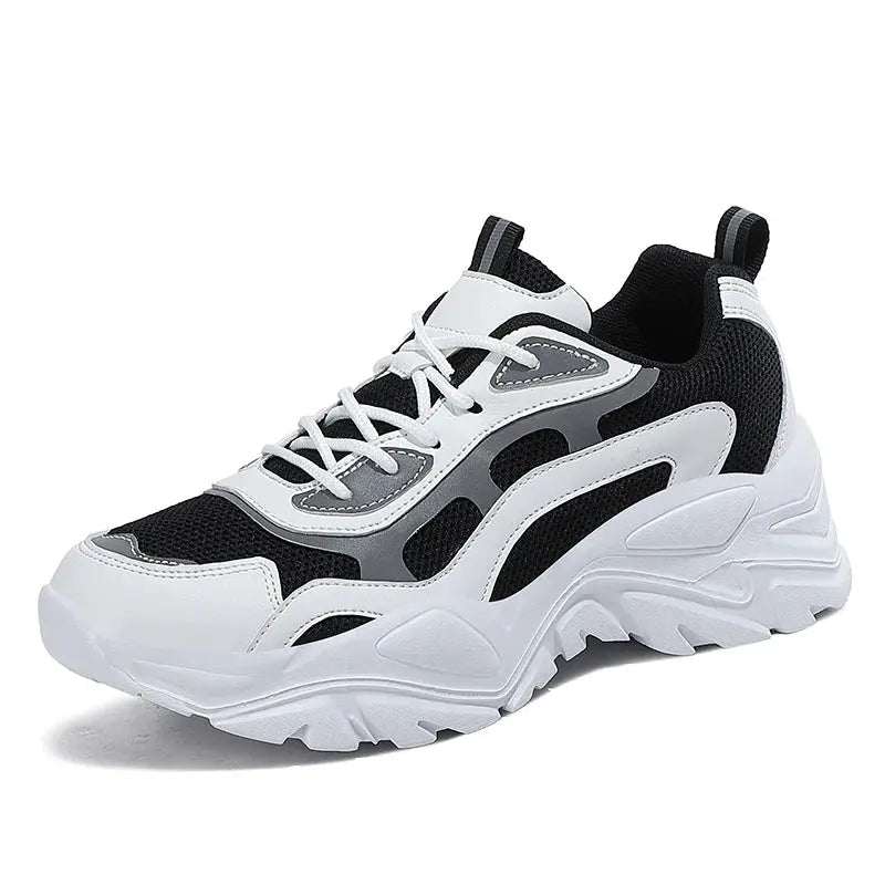 Weiße Damen-Sneaker mit dicker Sohle und reflektierendem Design – Bequeme Freizeitschuhe 1