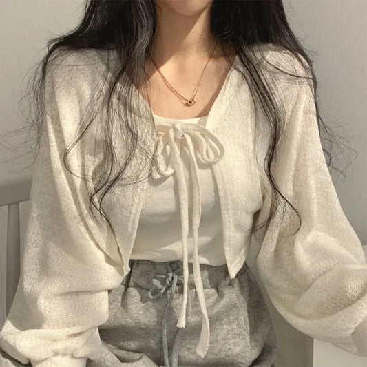 Weißer Strickcardigan für Damen