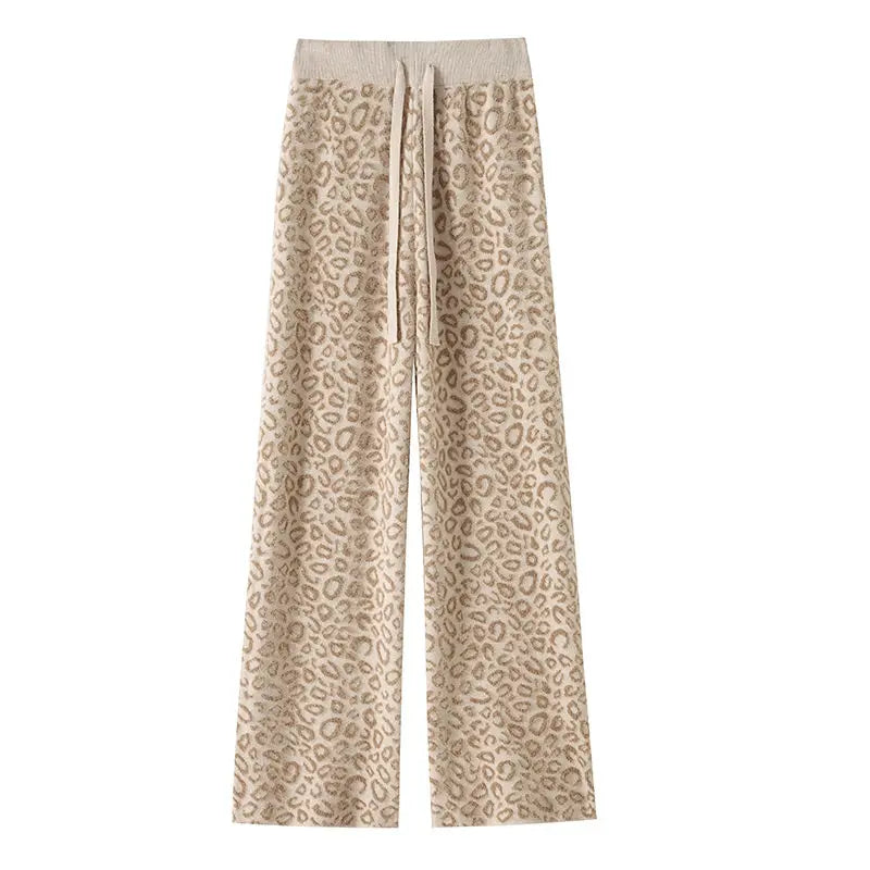 Pantaloni a gamba larga da donna con motivo leopardato