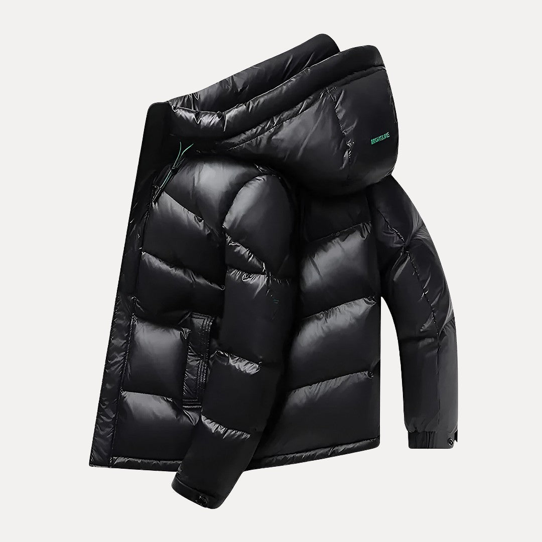 Winterjacke mit Kapuze aus Daunen