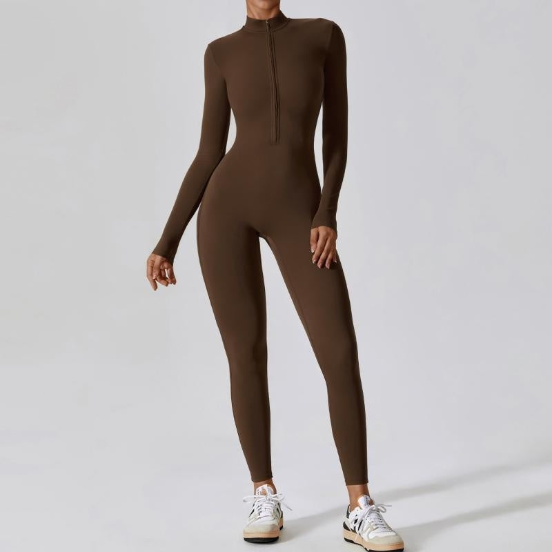 Zipper Long Sleeve Jumpsuit Yoga Fitness Training Pants Tight Hip Seamless Sports Jumpsuit For Women Clothing 8