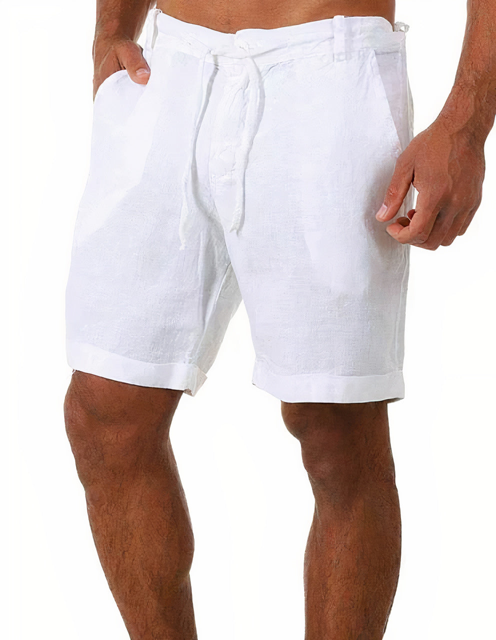 Variant image for Herren Shorts Beige Größe M Leinen Atmungsaktiv Kurze Hosen-19