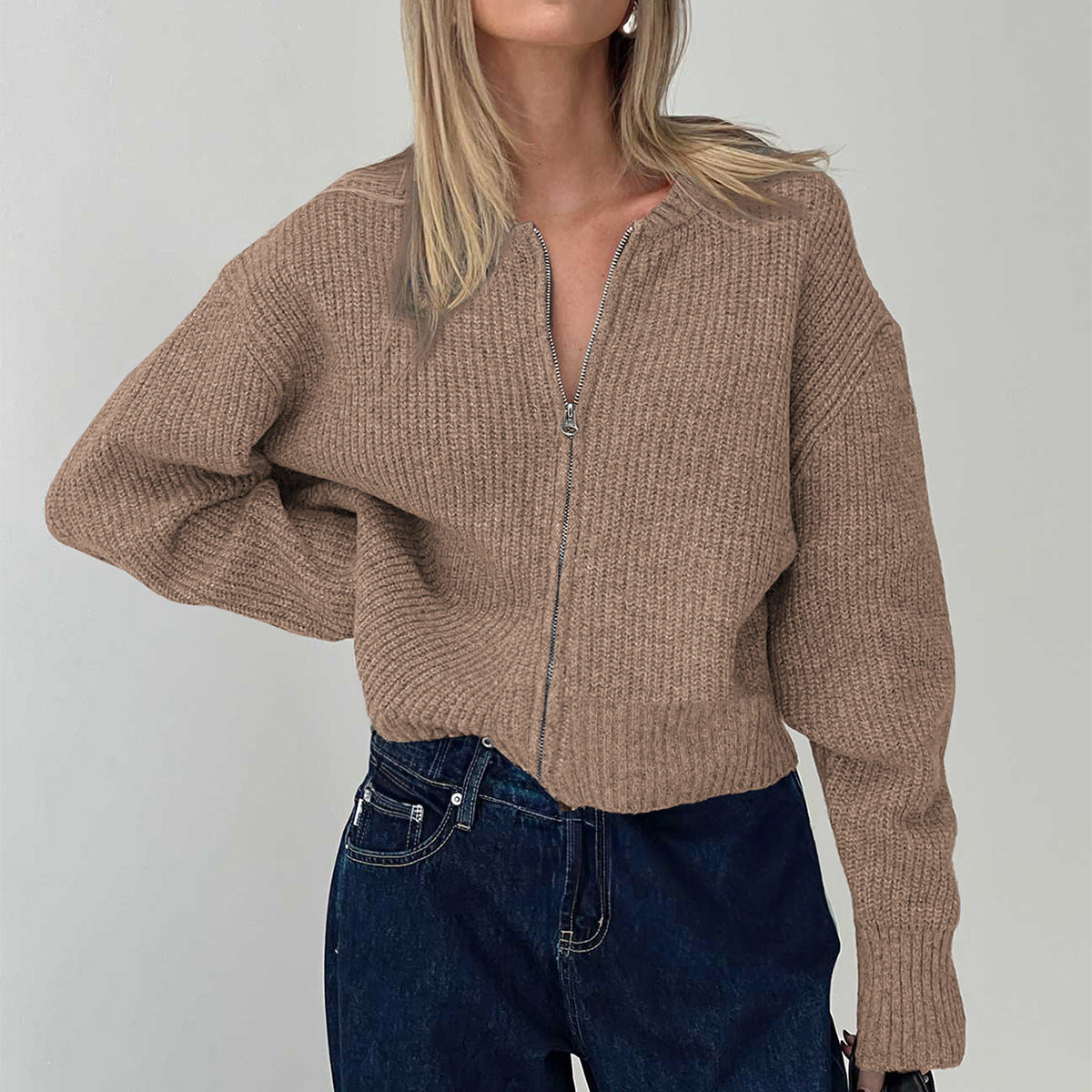 Damen Strickjacke mit Reißverschluss 6