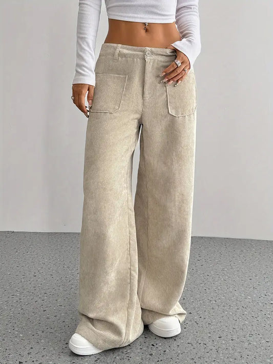 Lola | Pantaloni larghi in velluto a coste da donna in misto cotone