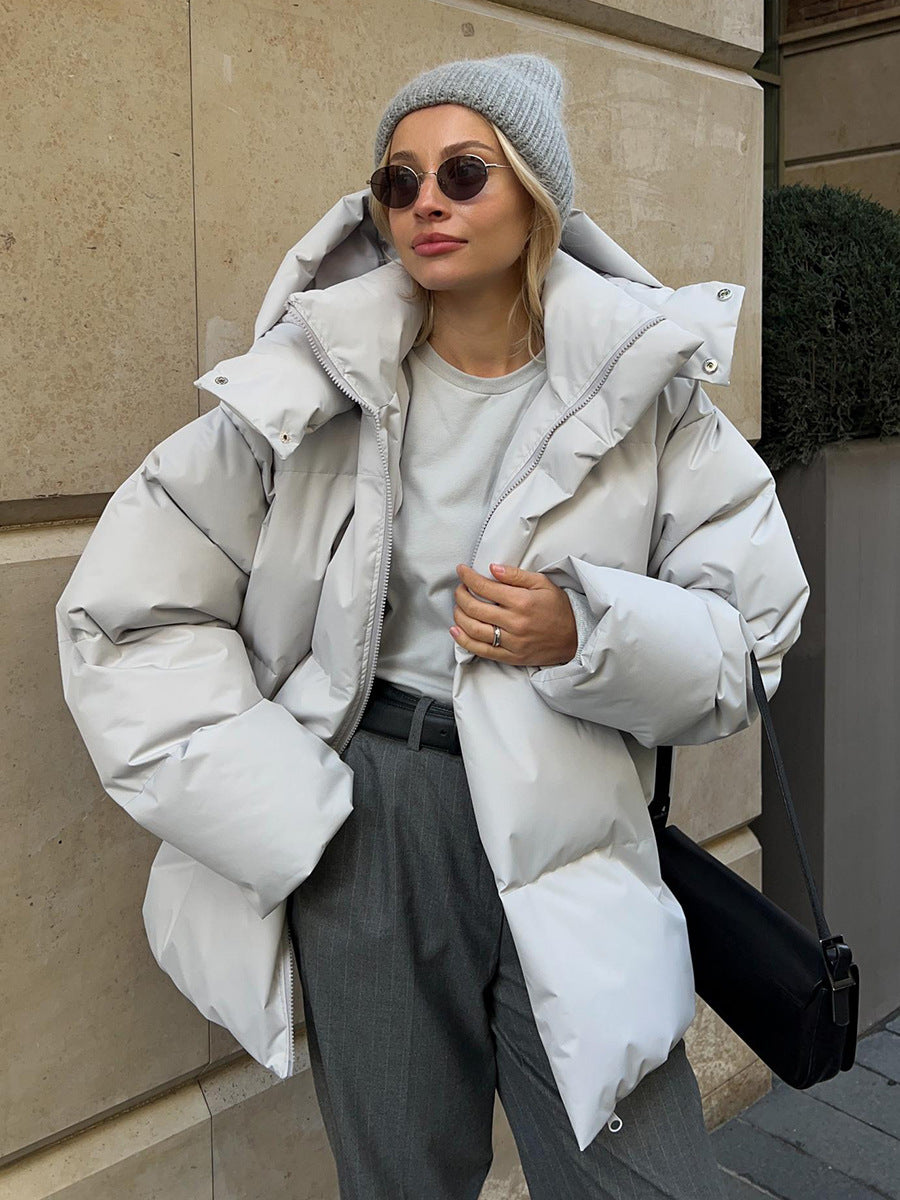 Giacca invernale oversize da donna con cappuccio