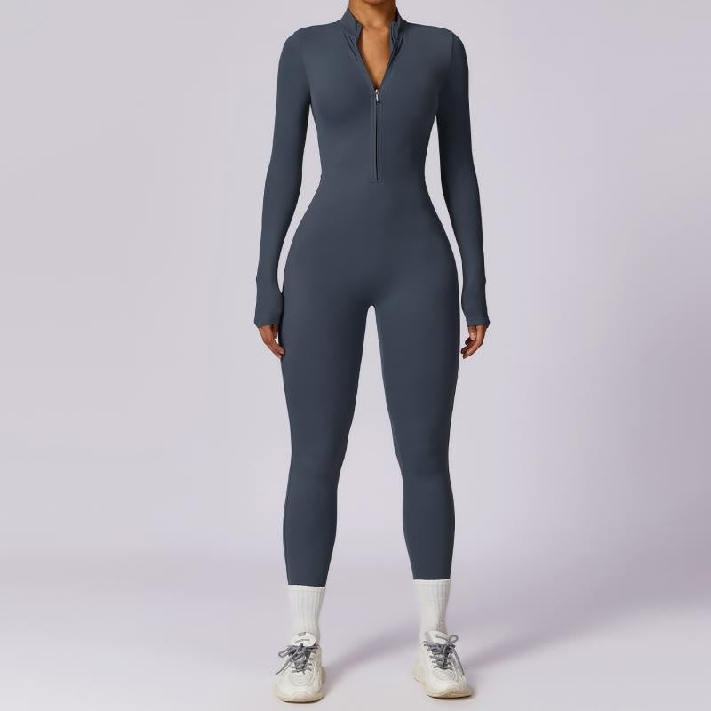 Zipper Long Sleeve Jumpsuit Yoga Fitness Training Pants Tight Hip Seamless Sports Jumpsuit For Women Clothing 13
