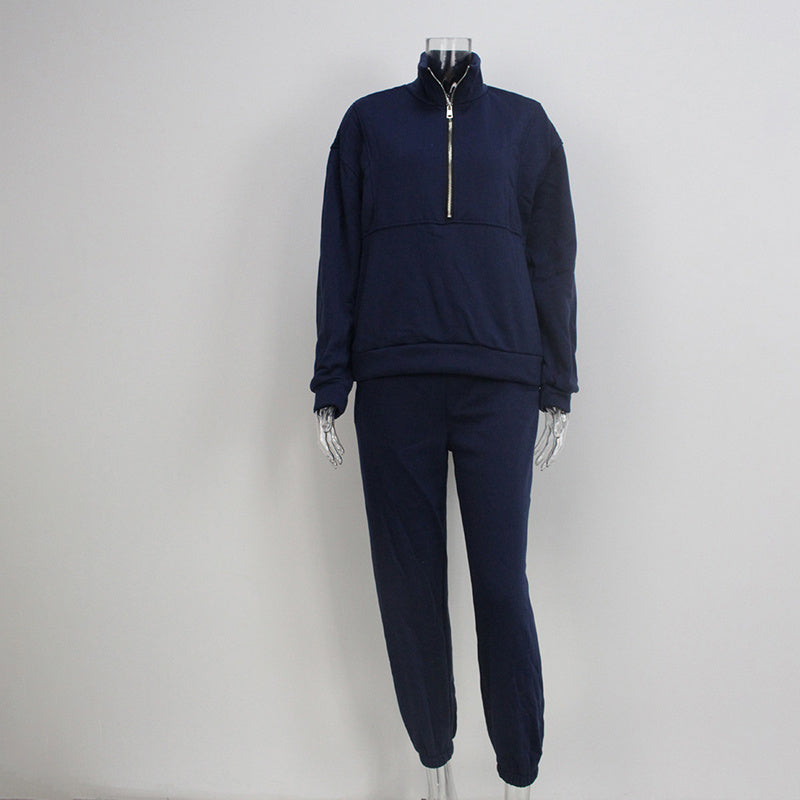 Trainingsanzug Damen 2-teilig mit Zip-Hals, Langarm-Sweatshirt und Slim Fit Hose – Sportliches Streetwear-Outfit für Herbst und Winter 5