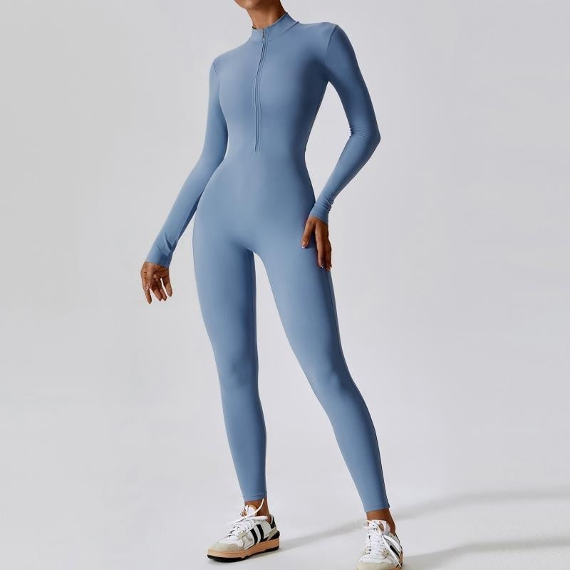 Zipper Long Sleeve Jumpsuit Yoga Fitness Training Pants Tight Hip Seamless Sports Jumpsuit For Women Clothing 6