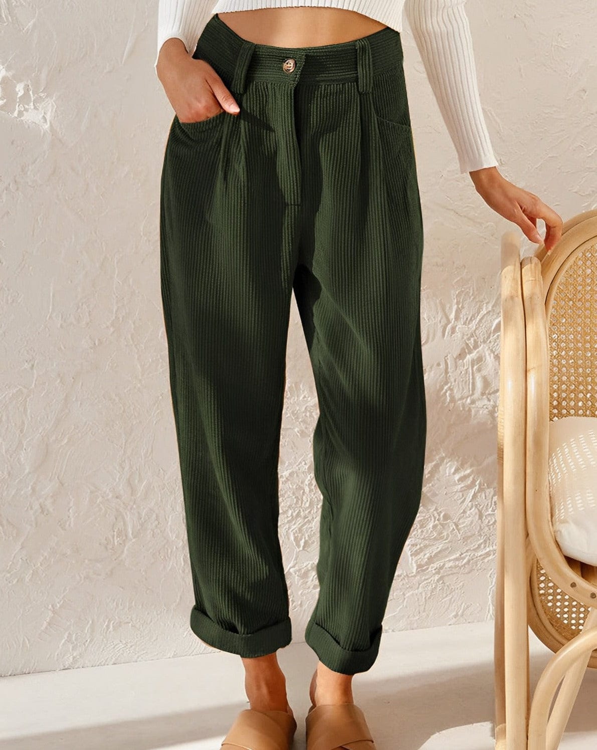 Variant image for Beatrix | Elegante Cordhosen für Damen mit Hohem Bund und Knöchellänge-7