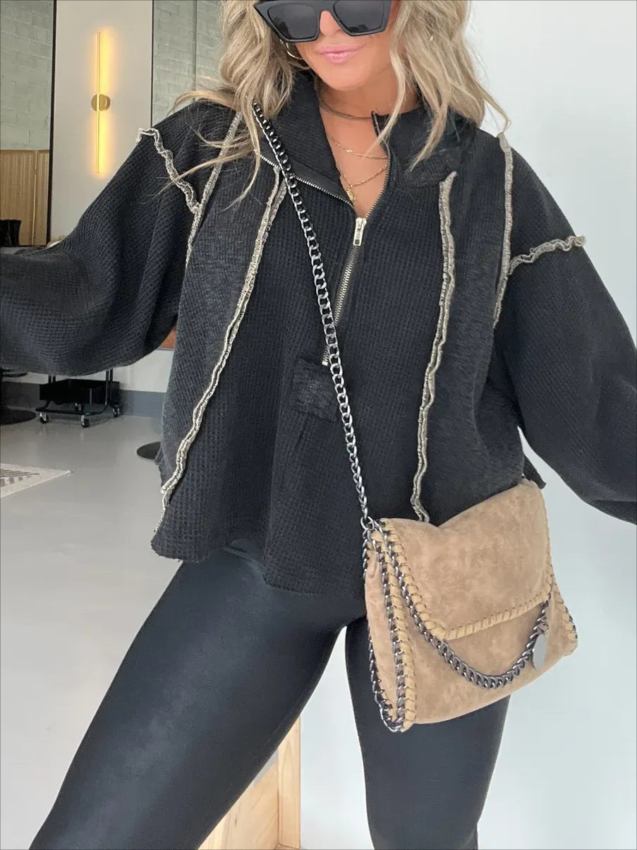 Autumn And Winter Womens Clothing Short Frayed Hem Sweater Women 3