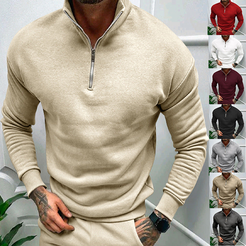 Herren Pullover mit Halb-Zip Stehkragen 1