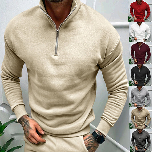 Herren Pullover mit Halb-Zip Stehkragen 1