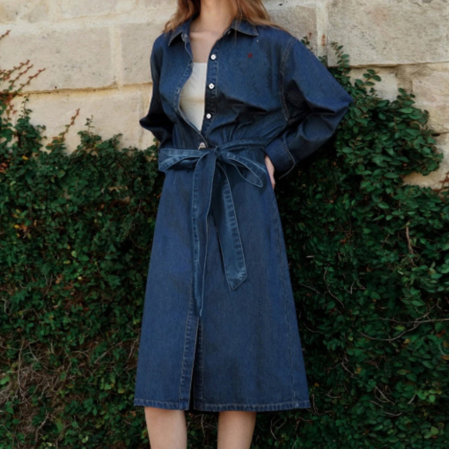 Carina | Zeitloses Hemdblusenkleid mit Bindegürtel für Damen