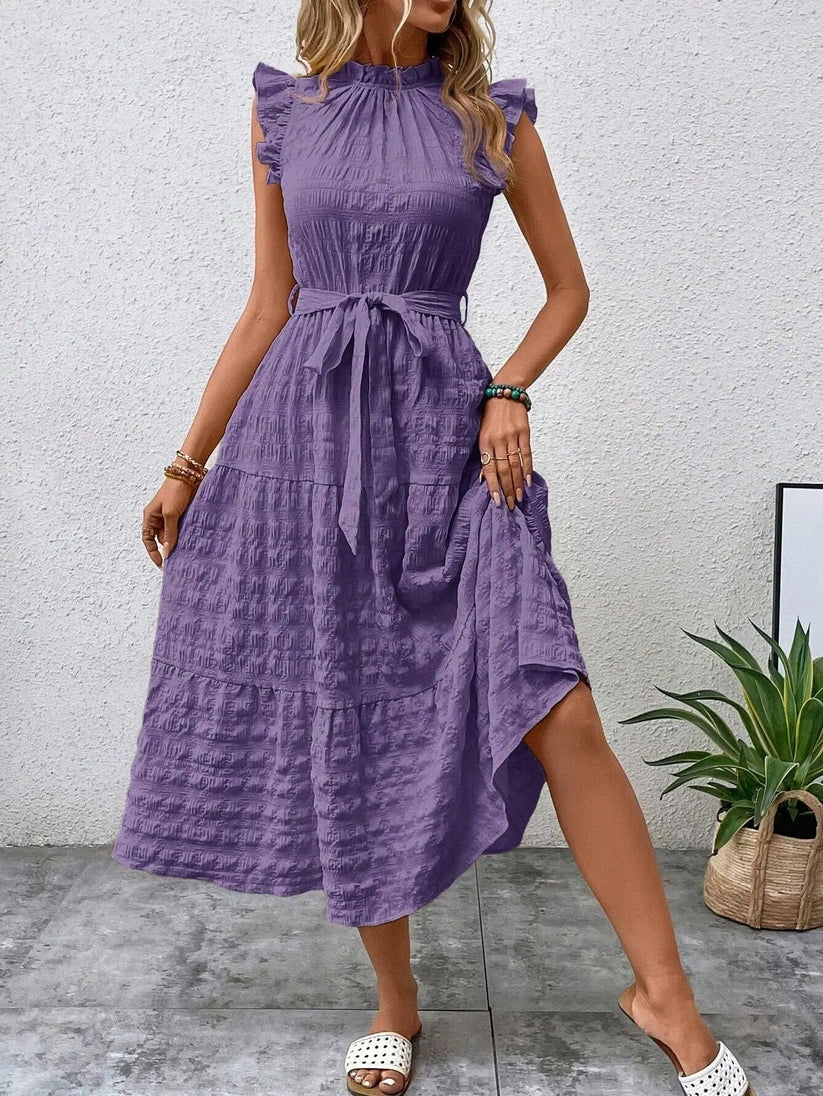 Variant image for Denise | Elegantes Damenkleid mit Gürtel und Flyern für festliche Anlässe-11