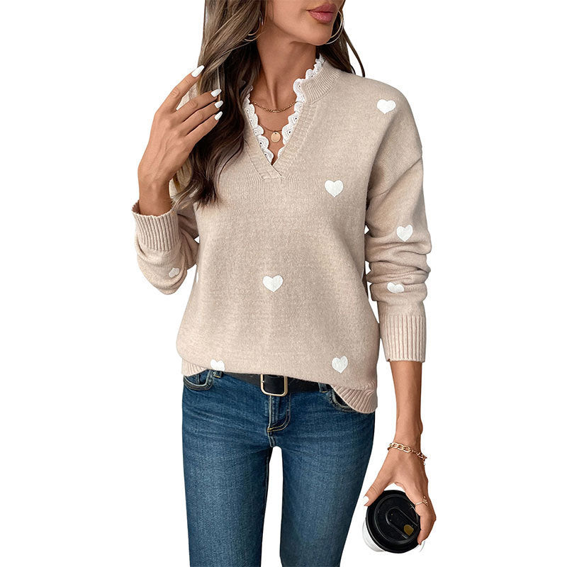 Valentines Day Clothing V-neck Love Sweater For Women 6