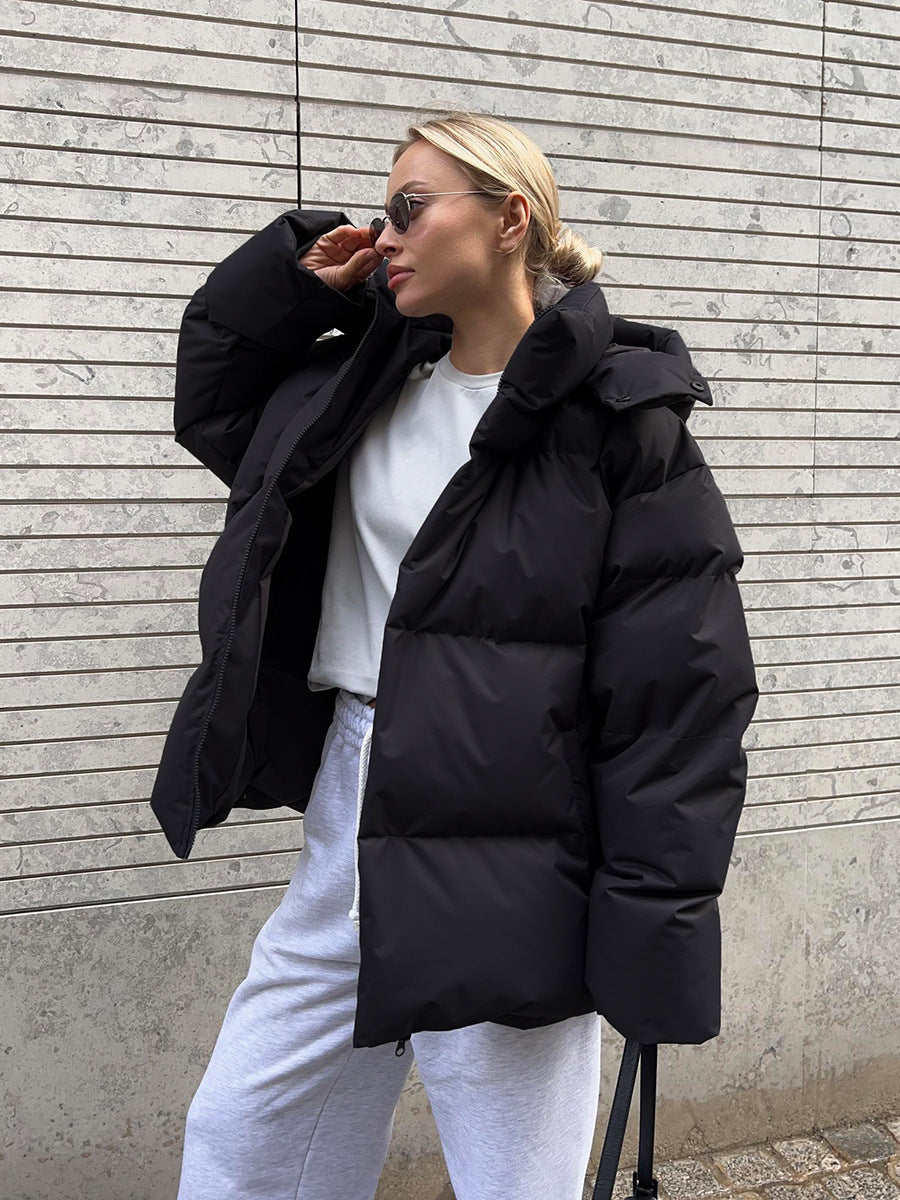 Giacca invernale oversize da donna con cappuccio
