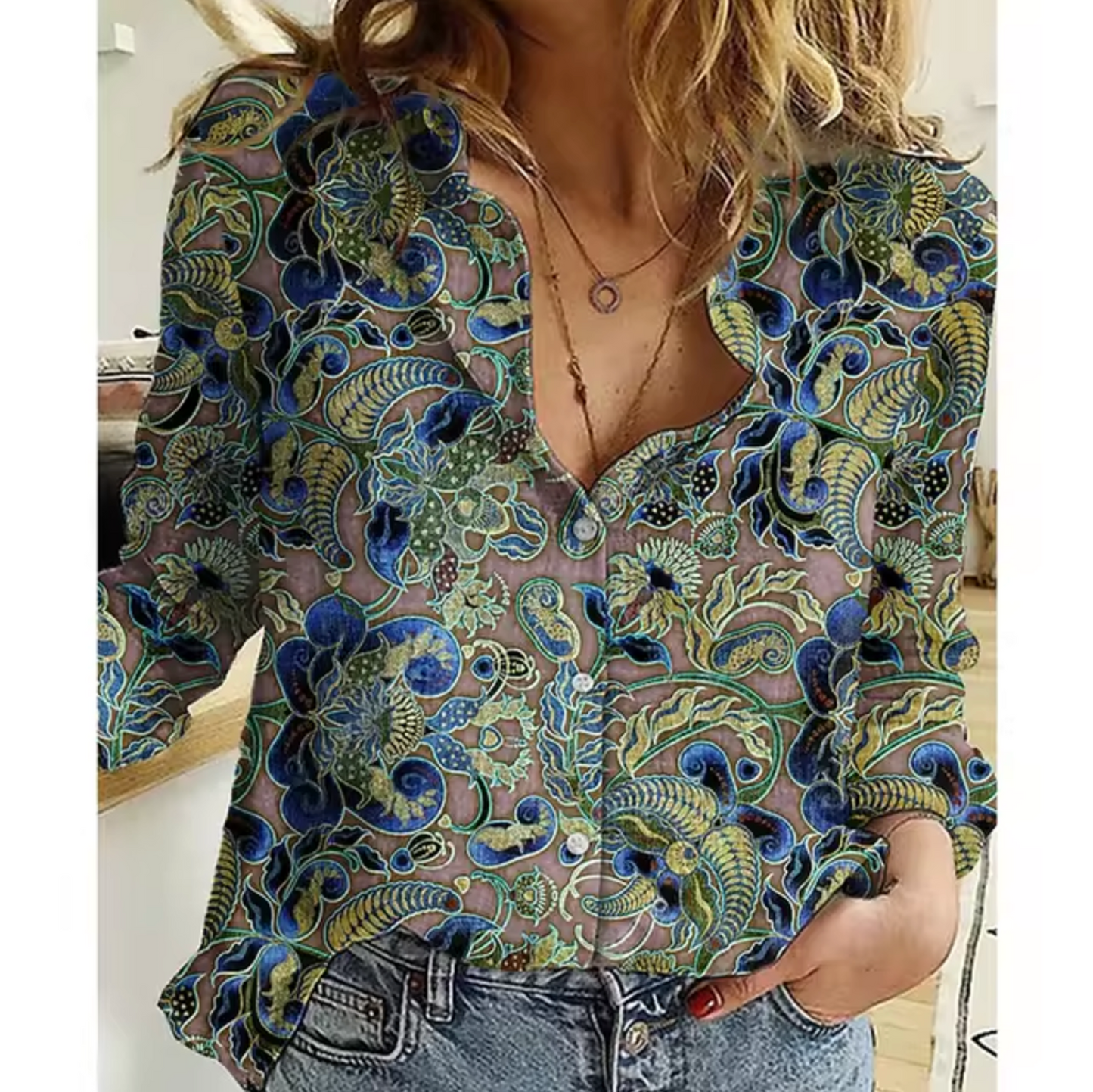 Variant image for Freya | Damen Bluse mit Blumenmuster – Leichte Langarmbluse für Sommer-73