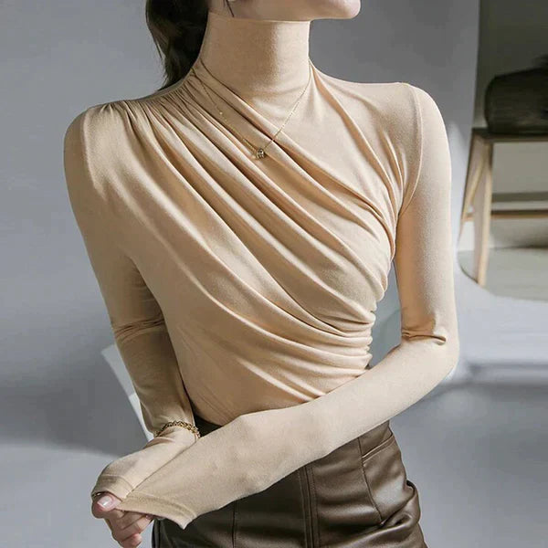 Variant image for Beatrix | Elegante Bluse Damen mit Falten und Rollkragen-7