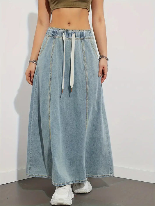 Olga | Casual Maxi Denim Skirt for Women with A-Line Silhouette