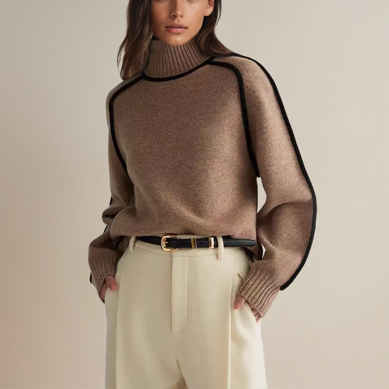 Dora | Stylischer gestreifter Rollkragenpullover