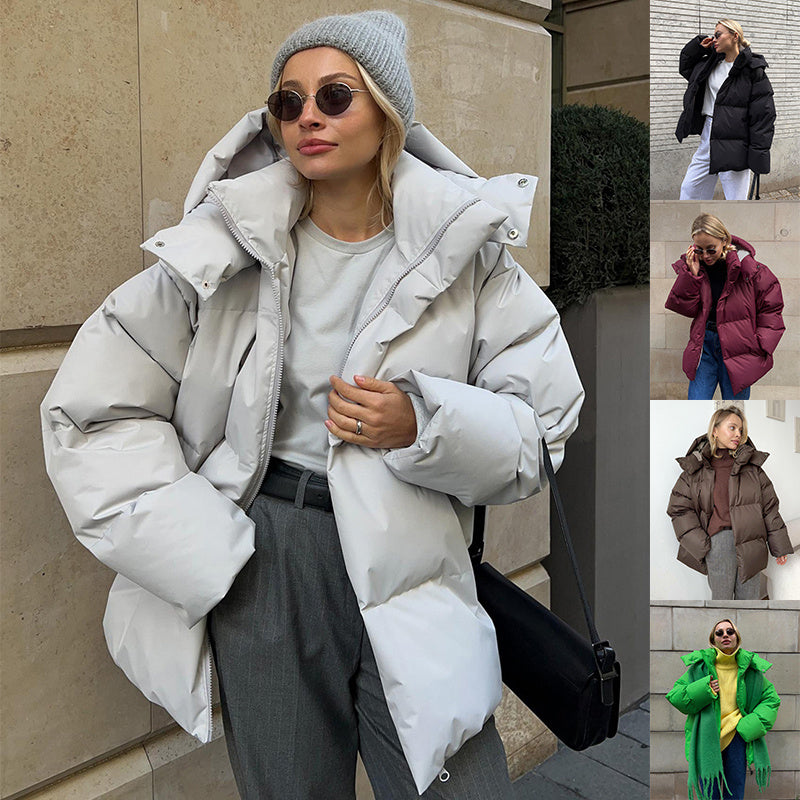 Giacca invernale oversize da donna con cappuccio