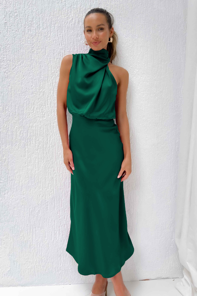 Variant image for Erich | Elegantes Damenkleid Midi mit Asymmetrischem Rundhalsausschnitt-25