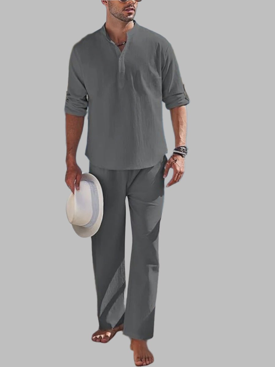 Variant image for Victor | Herren 2-teiliges Leinen-Baumwoll-Set für Sommerstyle-19