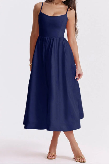 Ania | Elegantes Midikleid in A-Linie mit Spaghettiträgern