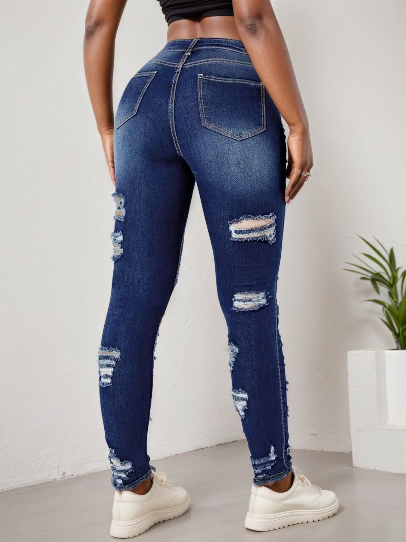 2025 Womens Ripped Tight Cropped Pants, New High Stretch Jeans, Fashionable And Versatile Street Style, Slim Fit Design, Womens Jeans And Clothing 2