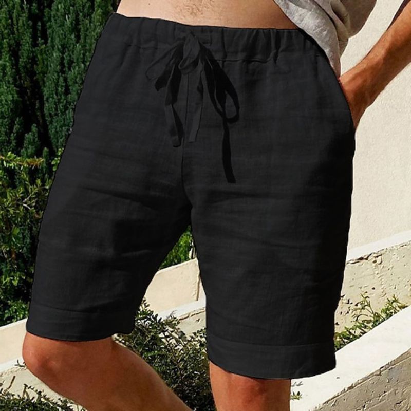 Variant image for Herren Kurze Hosen Beige Größe M Leinen Atmungsaktiv Sommerhosen-13