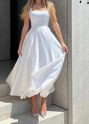 Ania | Elegantes Midikleid in A-Linie mit Spaghettiträgern