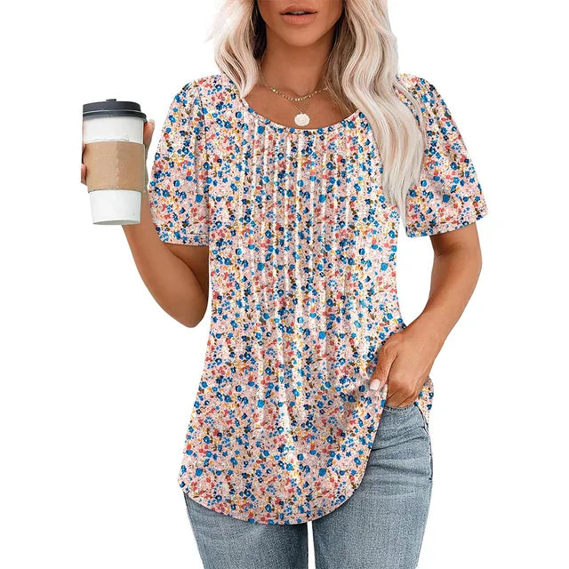 Variant image for Denisa | Luftiges Sommerhemd für Damen mit Rundhalsausschnitt und Plissee-Details-31