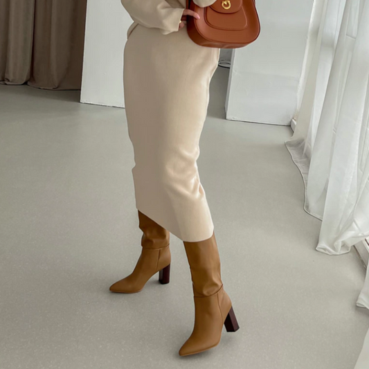 Rita | Hohe Lederstiefel für Frauen bis zum Knie mit Antislip-Sohle